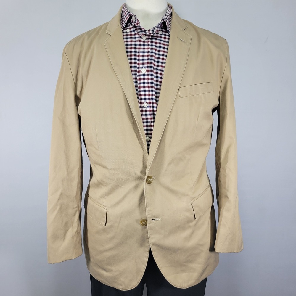 J.Crew Men's Sport Coat Blazer Two Button Beige Cotton Size Large
